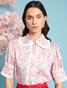 Kanzan Floral Ruffle Blouse